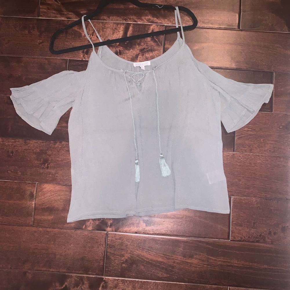 Army green off the shoulder with straps shirt